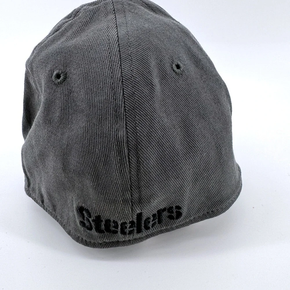 Pittsburgh Steelers OTS Hat Mens M-L Gray Grey NFL Stretch Fit Baseball Cap